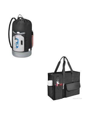 Large Utility Tote Bag Reinforced Bottom and 120L Laundry Backpack Set